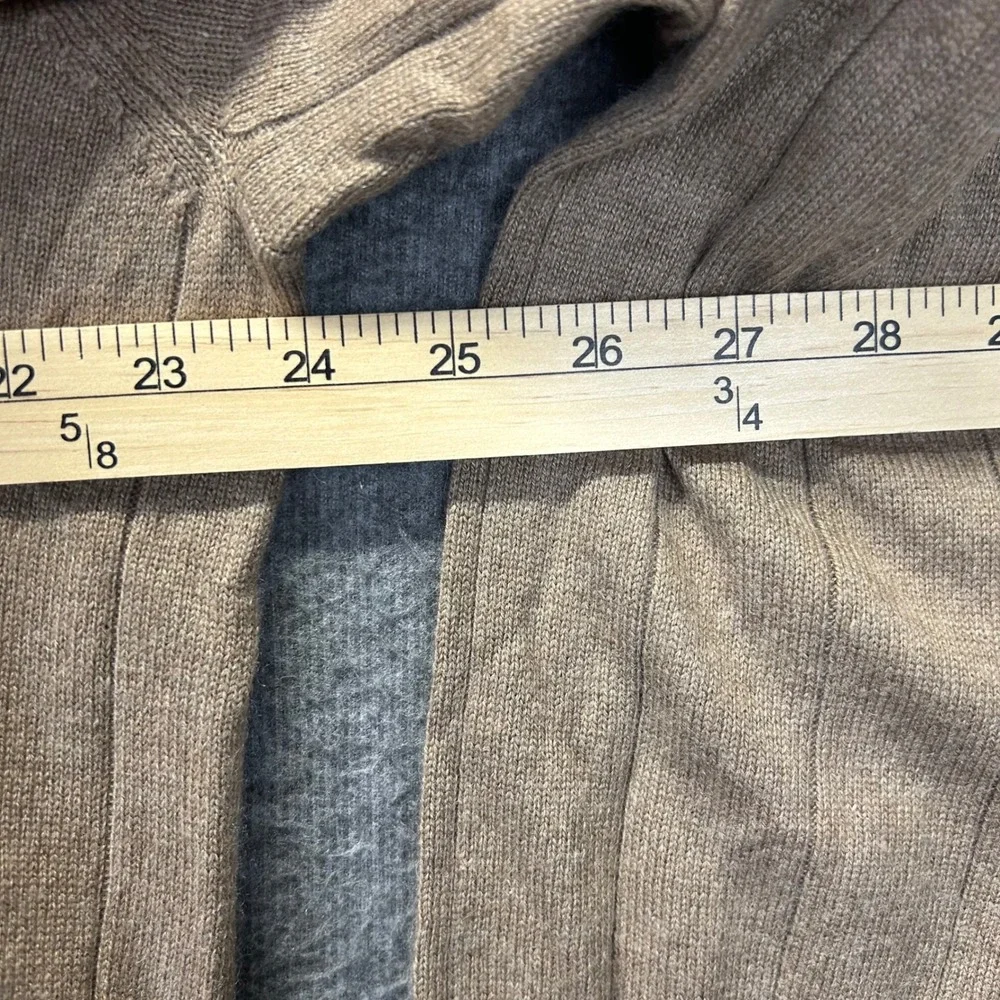Turnbury Mens XXL Silk Cashmere Ribbed Polo Sweater Tan Brown Long Sleeve XL